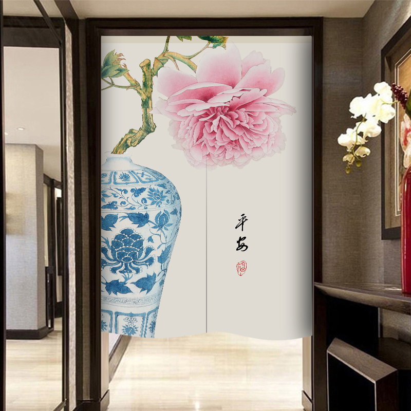中式门帘隔断帘厨房遮挡玄关厕所卧室中国风布帘装饰家用布艺挂帘