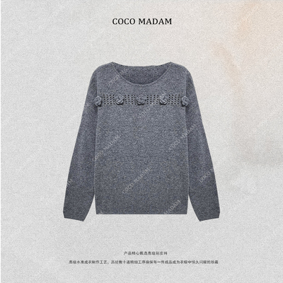 NIUNIU ·T-1447 圆领保暖羊毛衫纯色刺绣小花朵毛衣