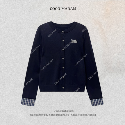 NIUNIU ·T-1561 秋季格子长袖开衫款毛针织衫圆领