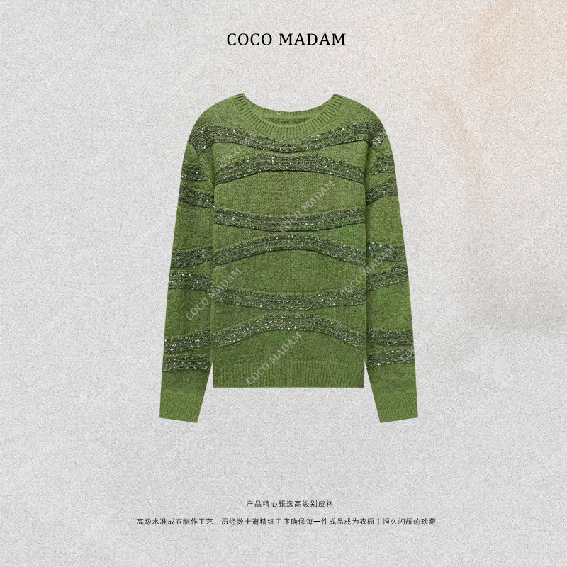 NIUNIU ·T-1904 冬季毛针织衫女长袖重工秋冬圆领毛衣