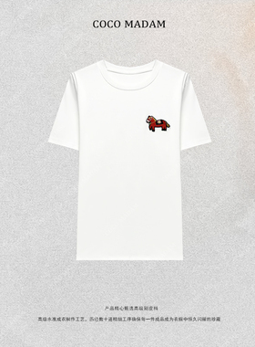 NIUNIU ·T-2301 早春季新品小马刺绣纯棉圆领套头短袖T恤女