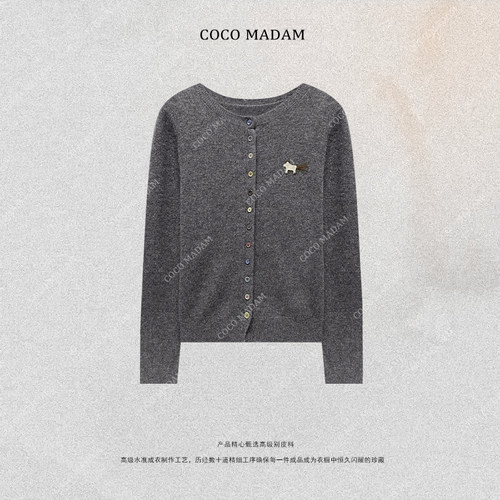 NIUNIU ·T-2010 圆领毛针织衫宽松型彩虹扣开衫