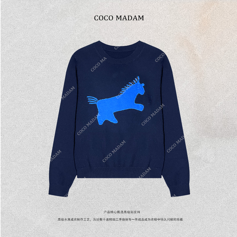 NIUNIU ·T-1146 早秋圆领小马长袖T恤羊毛衫上衣