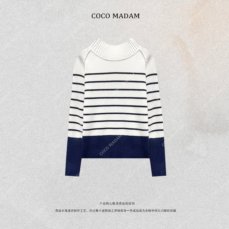 NIUNIU ·T-1961 秋冬冬季套头款条纹毛织衫长袖宽款