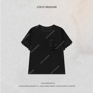 ·T 时尚 249 薄款 镂空蕾丝刺绣女士宽松T恤上衣 夏季 NIUNIU