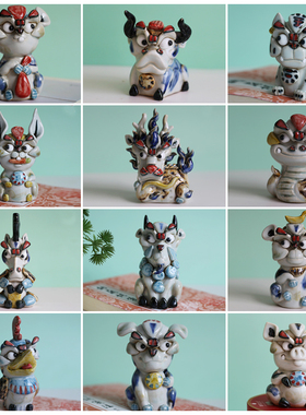 牛十二生肖摆件全套小工艺品鼠虎兔龙蛇马羊猴鸡狗猪创意新年礼物