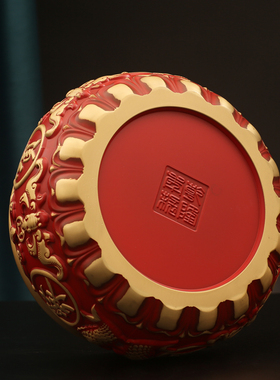 黄铜红色八福聚宝盆玄关酒u柜家居客厅电视柜办公桌装饰品摆件礼