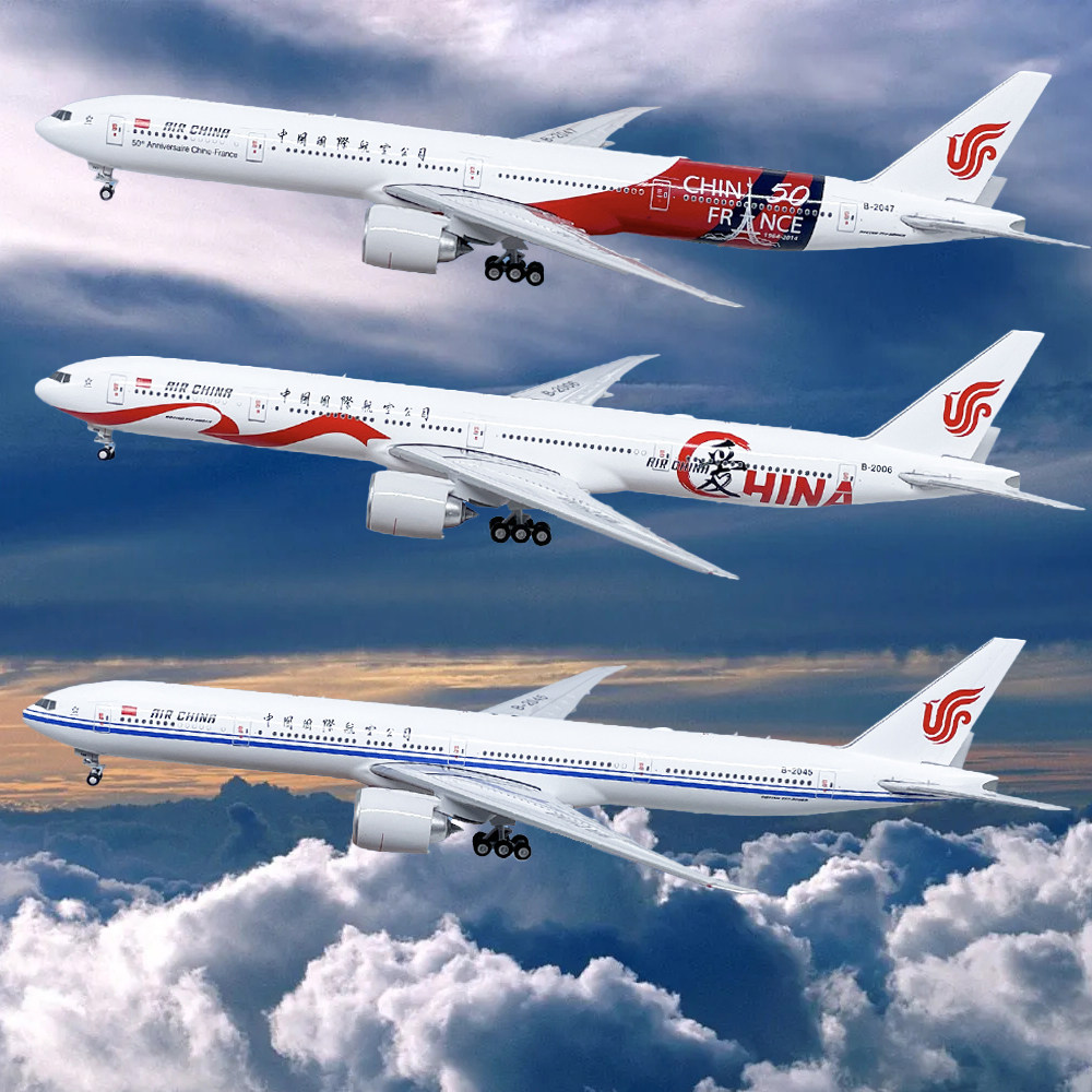 1:400国际航空波音777-300ER客机仿真飞机模型合金成品 有天线JET