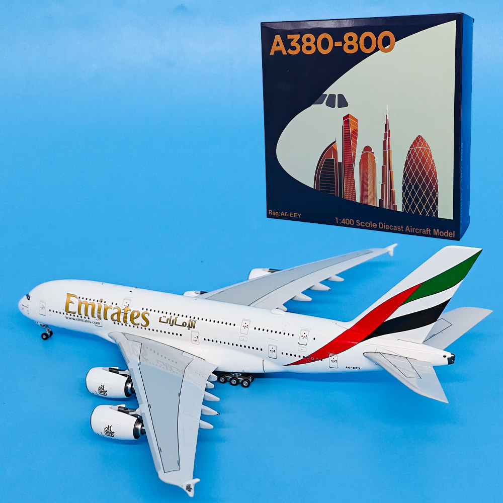 1:400空客A380-800阿联酋航空客机A6-EEY飞机模型合金航模摆件AV
