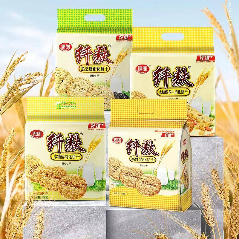 思朗纤麸消化饼干380g袋装 高纤代餐粗粮早餐下午茶办公休闲零食