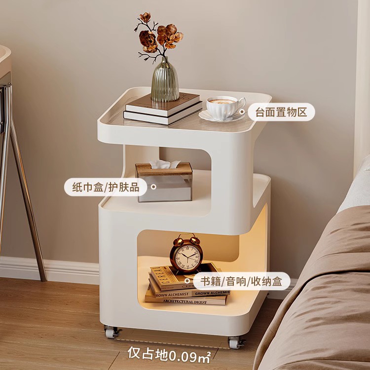 可移动床头柜小型家用卧室创意小推车极简时尚收纳置物架子边几