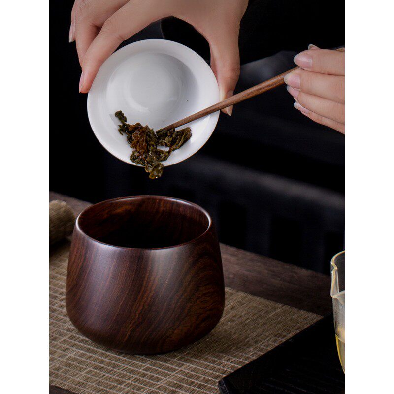 黑檀实木建水茶洗收纳茶杯大容量茶渣废水桶高端洗茶杯茶道零配件