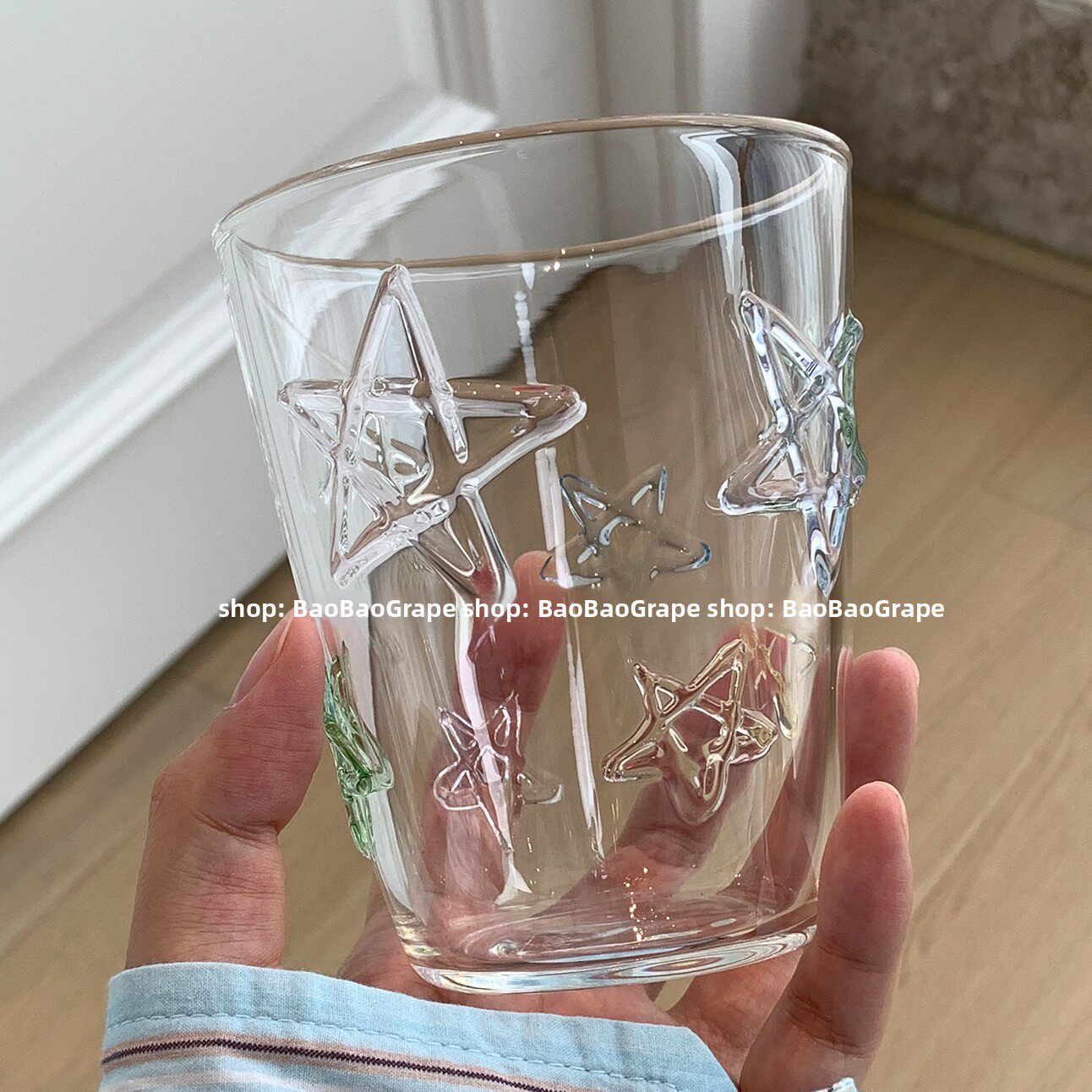 八杯葡萄 少女心星星手工可爱玻璃杯ins韩风网红送人礼物
