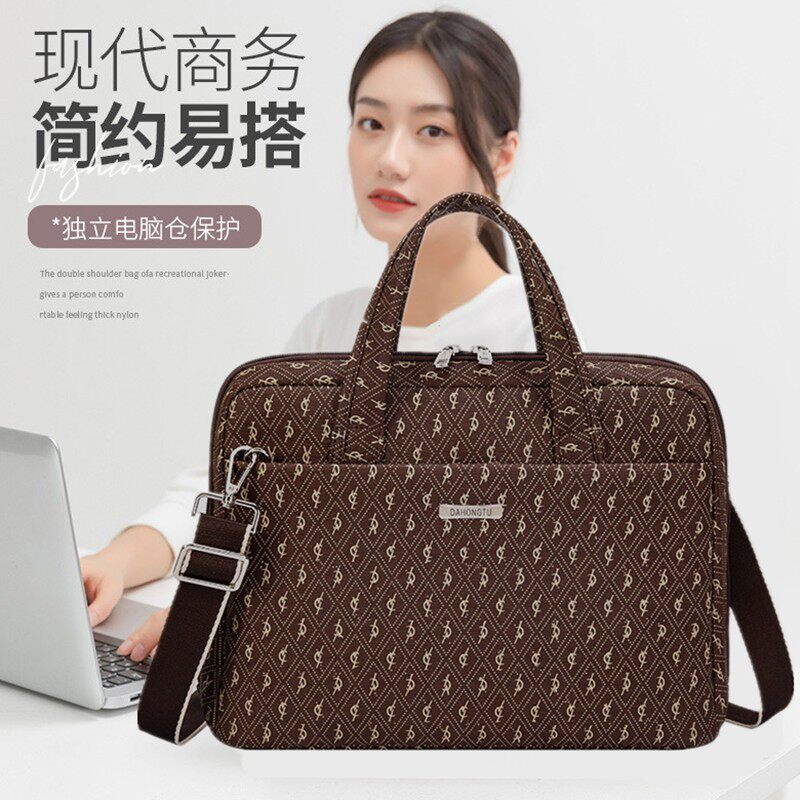 女商务时尚简约手提平板笔记本公文包电脑包大容量文件高颜值新款