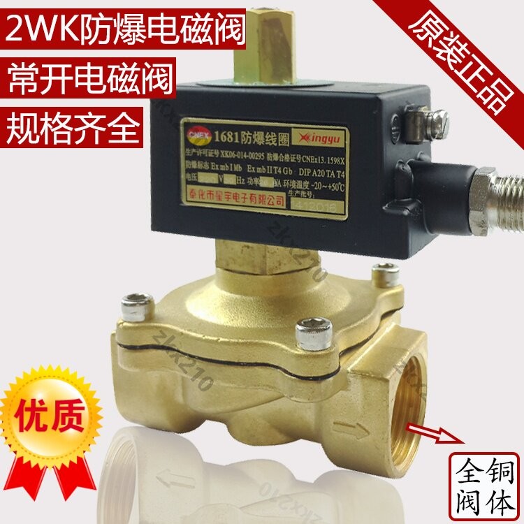 森亚4分常开全铜防爆电磁阀6分1寸常开瓦斯阀220V24V带防爆合格证