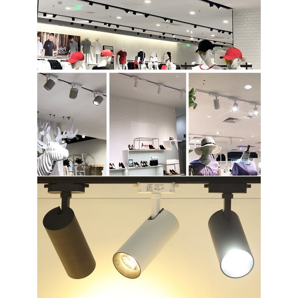 COB轨道射灯超亮服装店铺20瓦30W中性暖黄白光商用聚光LED导轨灯