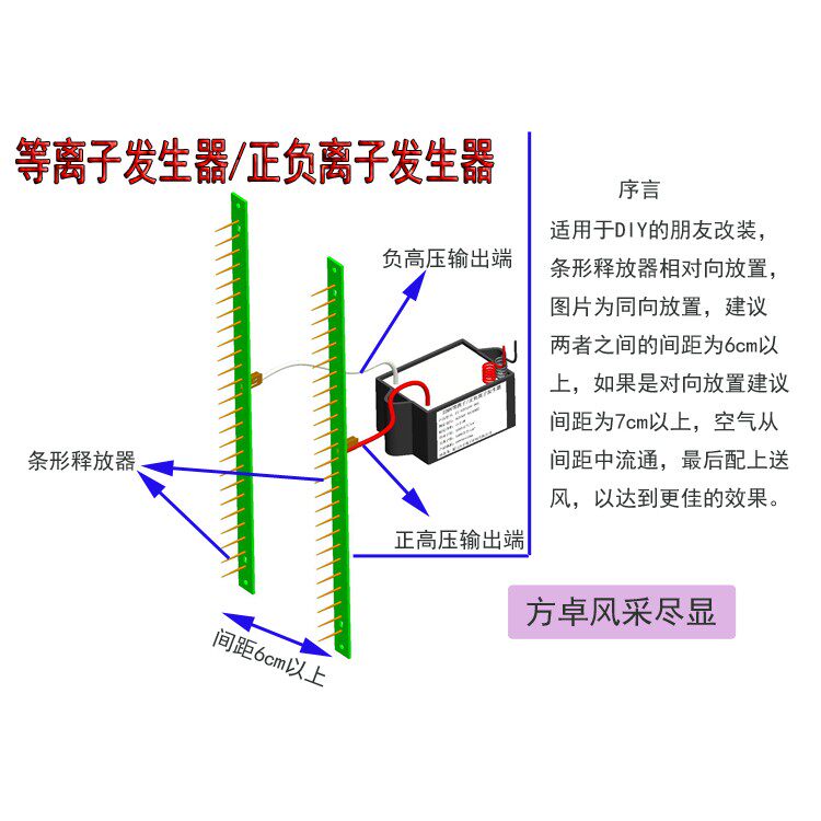 可定制型等离子发生器220V小粒径正负离子空气净化器模块家用DIY