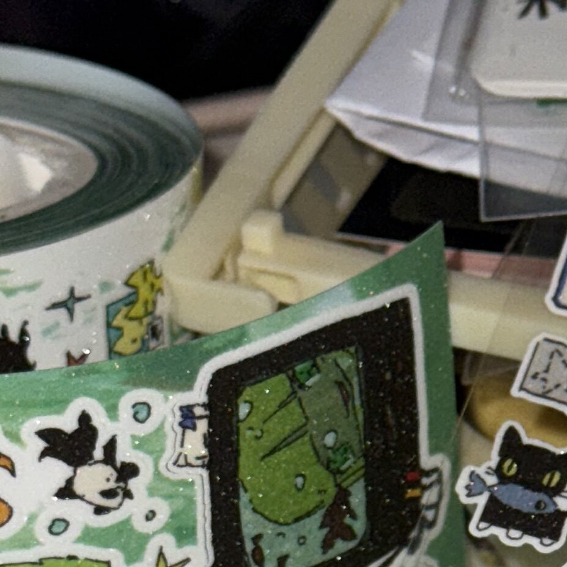 软组织原创沉溺绿意贴纸卷古早切膜人物空间金鱼贴纸