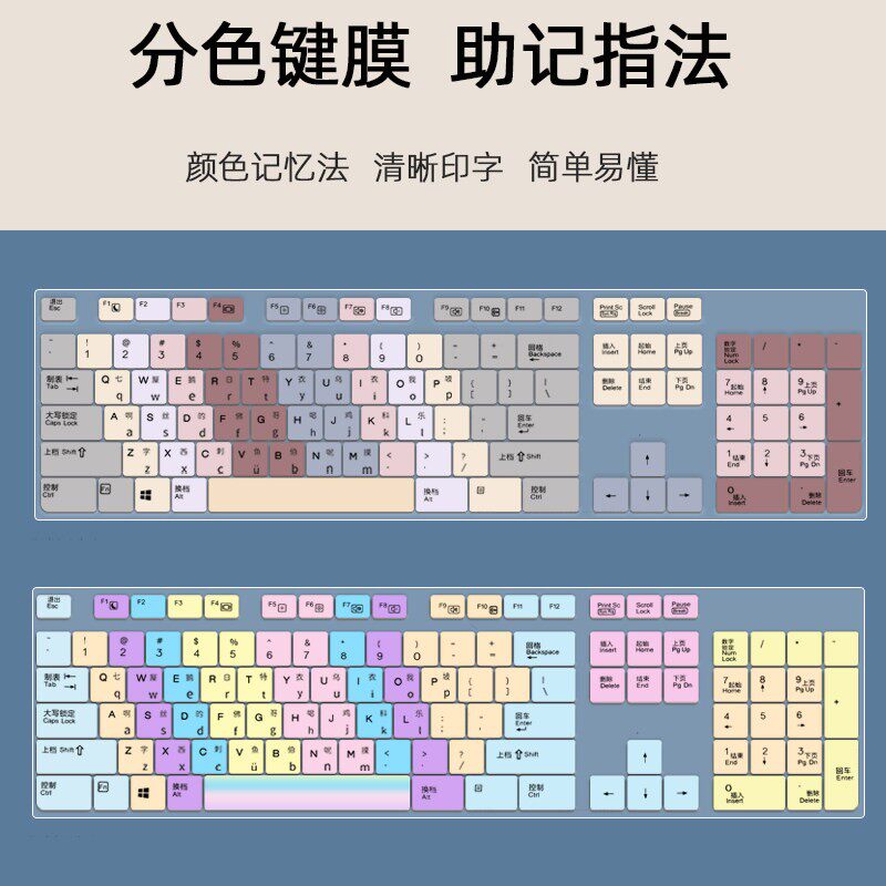 专用台式笔电打字键盘膜练指法初学生幼儿童程式设计打练字助记