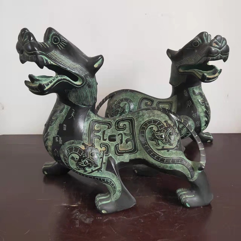 青铜器貔貅 客厅仿古摆件 鎏金铜貔貅复古怀旧装饰品工艺品动物