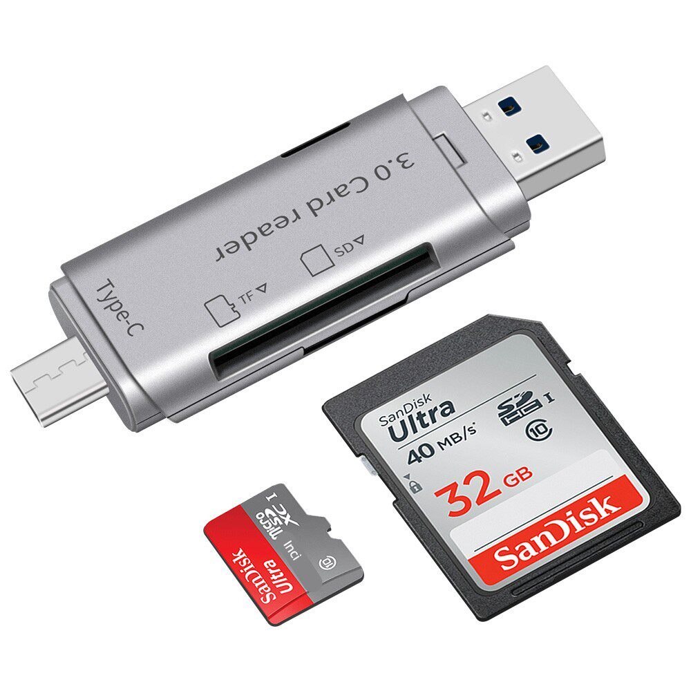读卡器多功能二合一usb3.0高速sd/tf内存大小卡手机电脑 车载读卡
