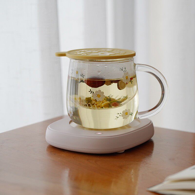 然而家 小清新玻璃茶杯带盖子茶水分离过滤泡茶杯办公室喝水杯子