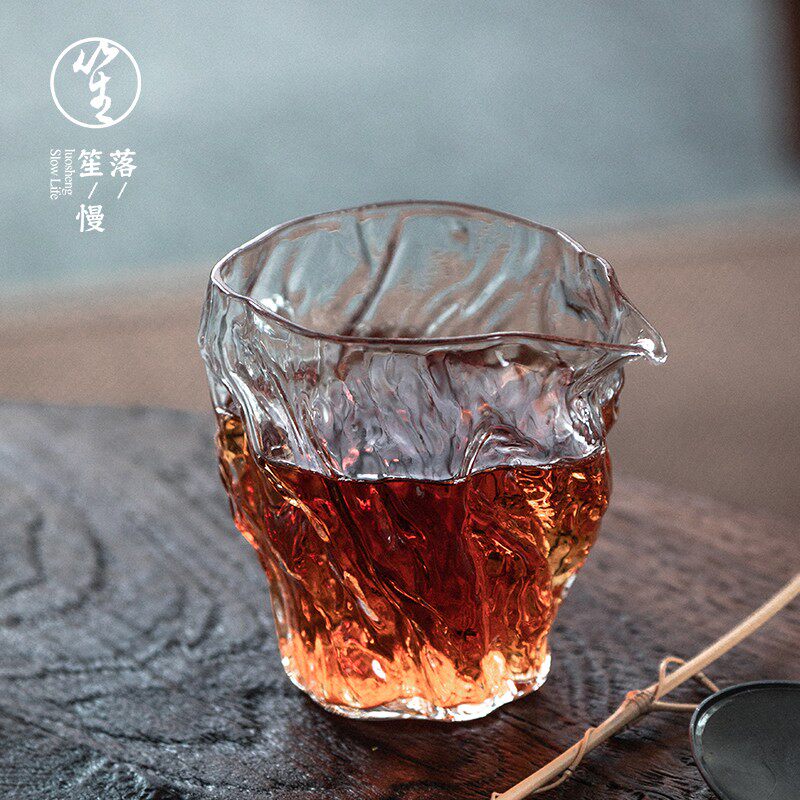 落笙耐热玻璃树纹公道杯日本加厚大号透明公杯茶海分茶器茶具配件