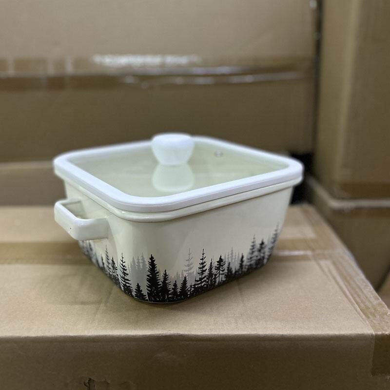 哈麽搪瓷卷边汤锅收纳锅火锅打边炉双耳汤锅炖锅明火电通用