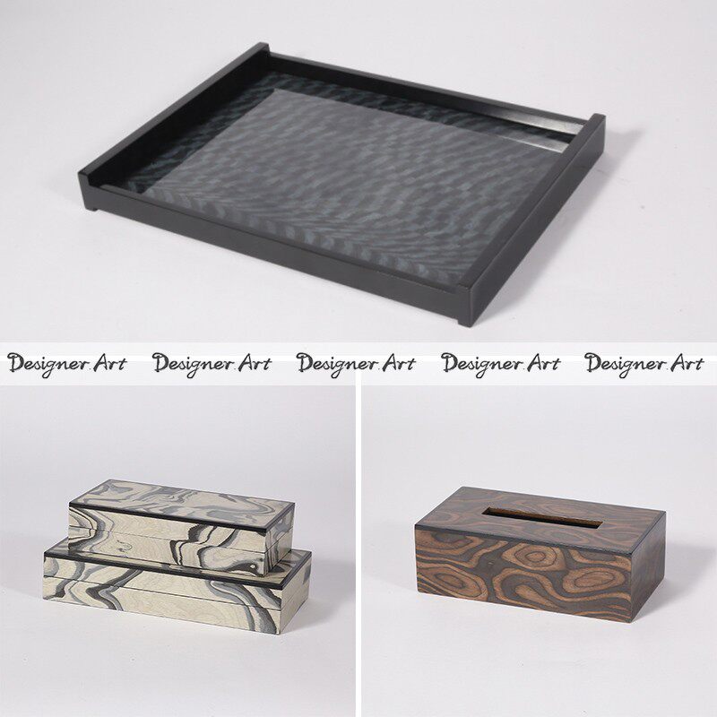 Desigenr 复古现代样板间收纳盒书房书架装饰盒子托盘装饰品摆件