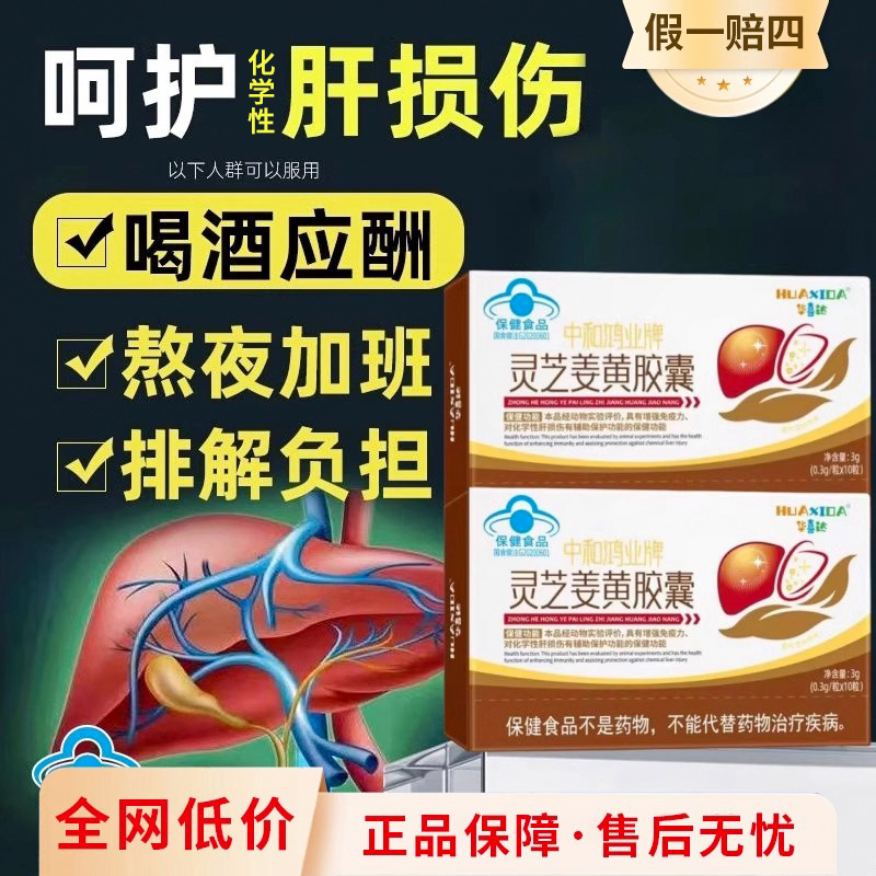 华喜达中和鸿业牌灵芝姜黄胶囊增强免疫力保护化学性肝损伤保健品