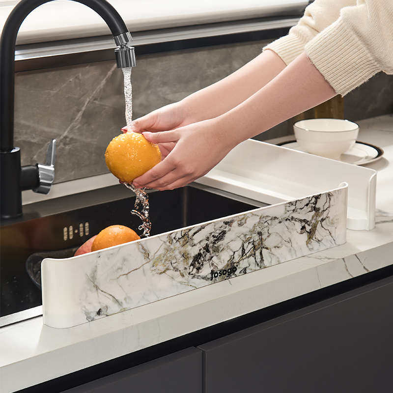 奢石吸盘立式挡水板厨房洗手台洗衣池洗碗边缘防溅水浴室用挡水条