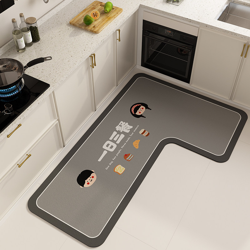 7字型厨房地垫防滑防油可擦免洗L型厨房边地毯吸水速干硅藻泥耐脏,居家布艺,厨房地垫,淘宝优惠券,粉丝福利购,淘宝优惠卷