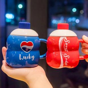 水杯男童陶瓷杯儿童家用古怪马桶马克杯带盖喝水稀奇的小搪瓷杯子