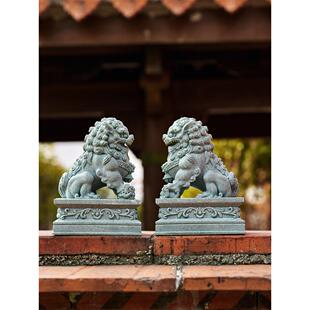 青砂石狮子小摆件一对镇宅看门喜狮麒麟茶宠鱼缸造景桌面装饰礼物