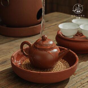 潮州朱泥手拉壶紫砂壶茶壶泡茶壶冲灌手工复古单壶潮汕茶具复古