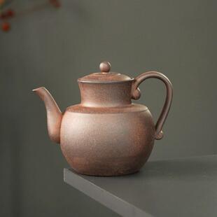 粗陶岩泥宋式执壶茶壶陶瓷泡茶器煮茶烧水壶中式复古围炉煮茶单壶