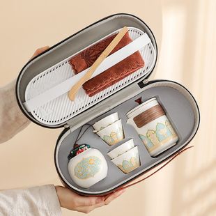 旅行茶具套装 备陶瓷快客杯办公室功夫泡茶 户外便携式 r露营喝茶装