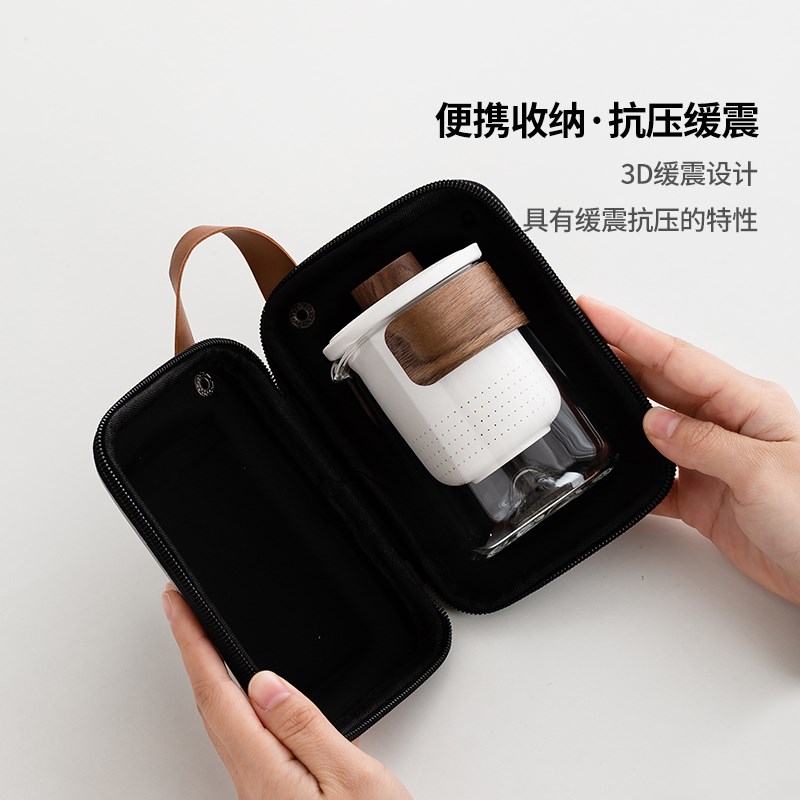 便携式旅行茶具一壶三杯陶瓷快客杯户外一人P饮玻璃功夫茶具套装