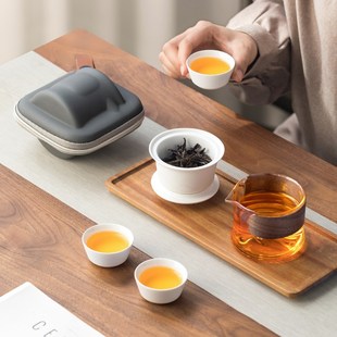 便携式 户外高端玻璃旅行茶具小套装 收纳包一壶三杯快客Z杯礼品定