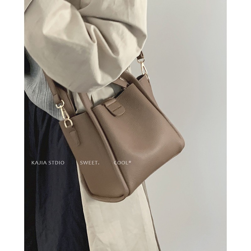 手提菜篮子包女包包2023新款潮复古水桶包百搭单肩包斜挎包