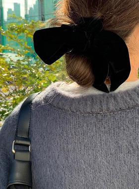 17mart饰品黑色金丝绒蝴蝶结发圈气质马尾大肠圈发绳头饰头绳