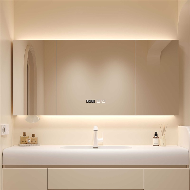 智能实木浴室镜柜挂墙式卫生间洗手间镜子置物架收纳储物单独镜柜