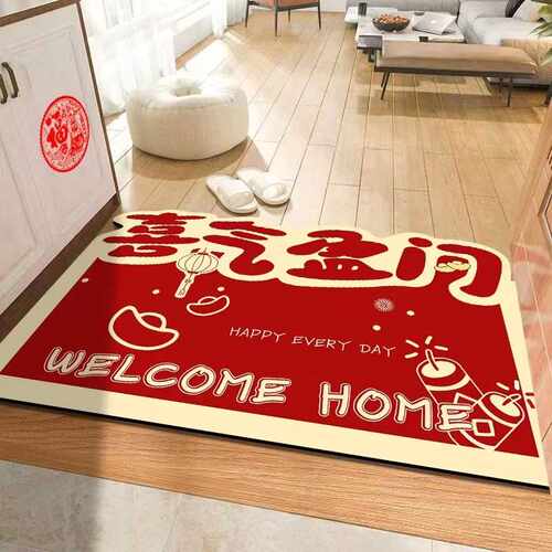 Cdiscount泥防滑浴室卫生间红色地垫大吉大利免洗硅藻喜庆地垫进