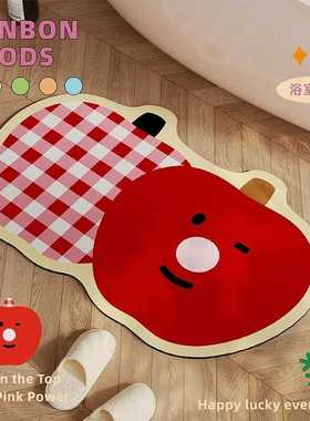 Cel浴室速干苹果软防滑红色垫子泥门口硅藻厕所圣诞吸水地垫脚卫