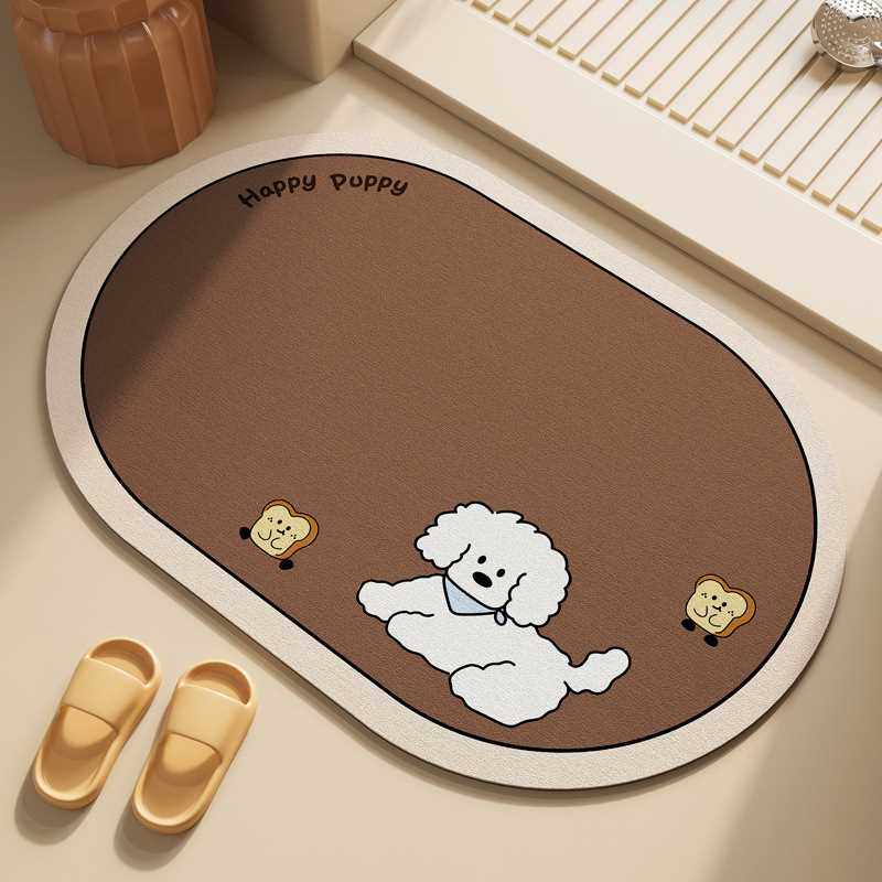 Walmart吸水泥小狗硅藻门口耐脏地垫防滑脚垫卡通浴室强速干软厕