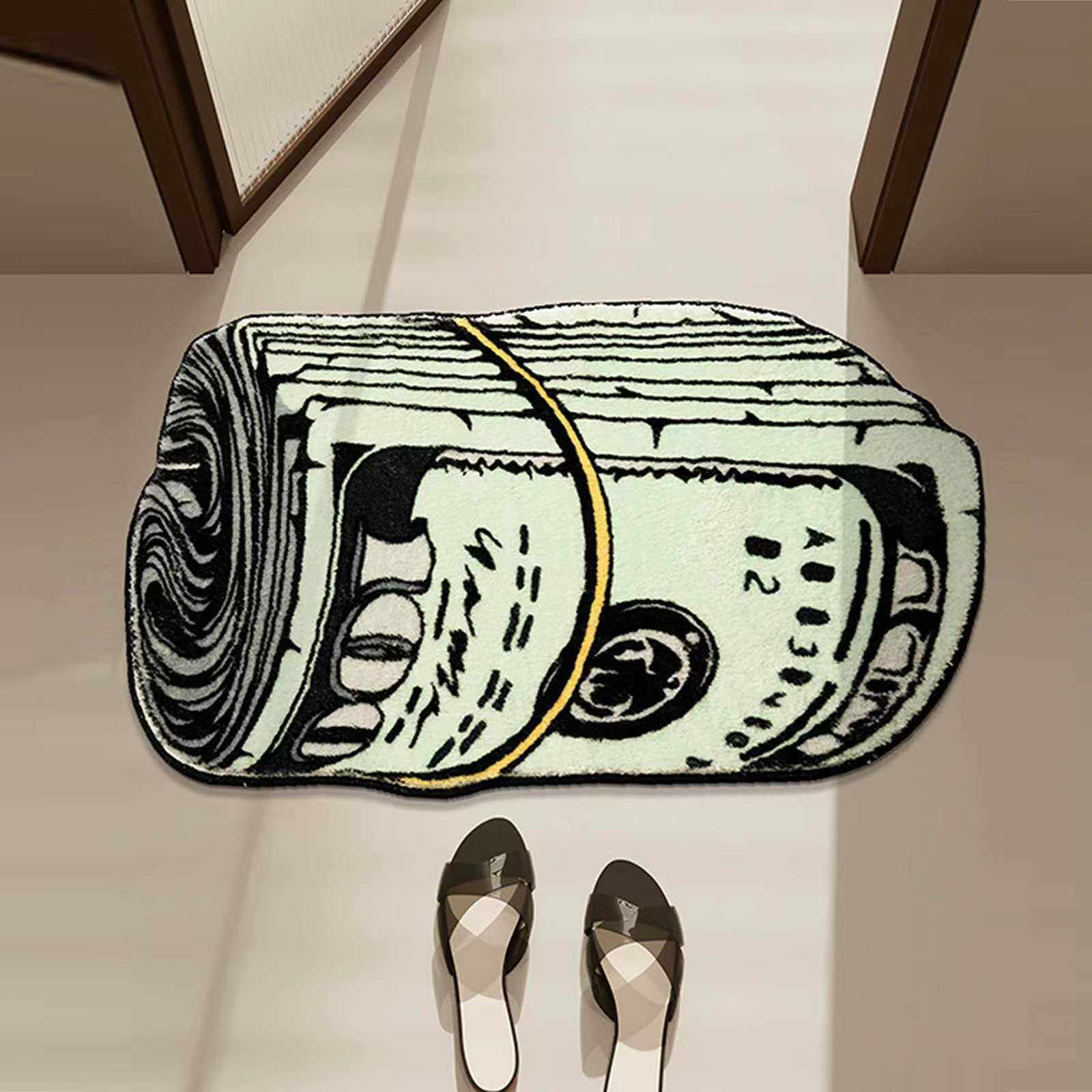巴西耐脏美元地垫浴室钞票脚垫卡通羊绒卫生间地垫门口耐磨创意吸