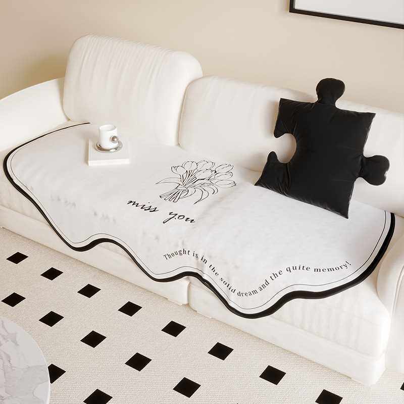 Allegro不规则奶油色网红通用硅胶底沙发垫新款新沙发异形盖布多