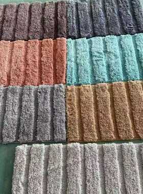 Casas Bahia低粗门超纤垫地簇绒室内沐浴垫条纹高割素色毛纯吸水