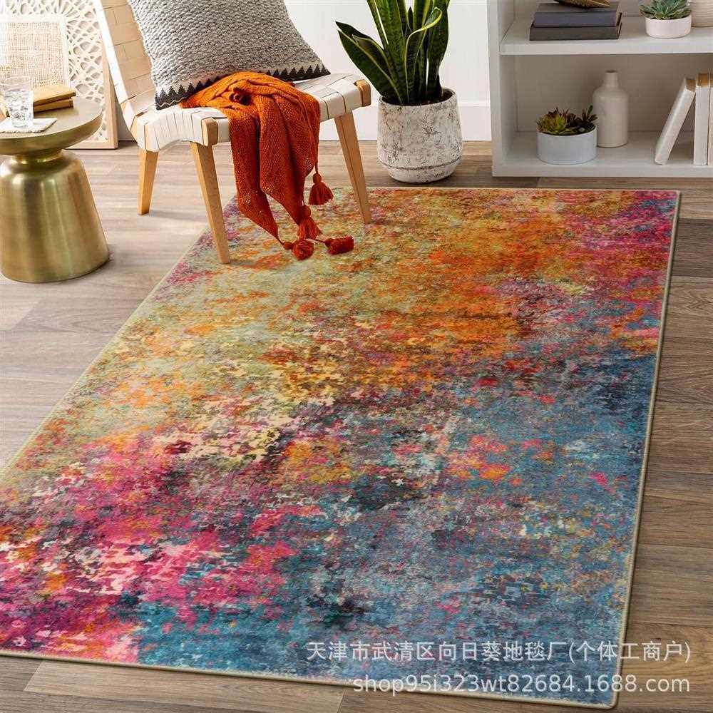 马来西亚可代发现代跨境茶几客厅脚垫抽象沙发毯地毯羊绒风床边装