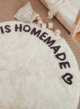 床边垫茶几家用风羊绒奶油客厅字母爬行圆形地垫卧室宝宝地毯毯